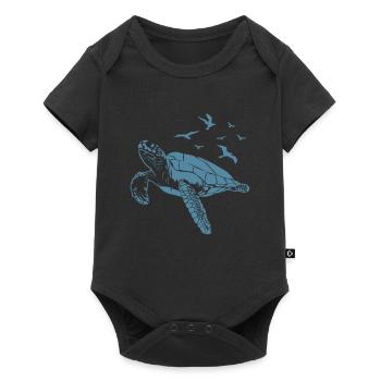 Turtle in the water with birds in the sky - Baby Premium short-sleeve bodysuit - black - Front