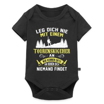 Leg dich nie mit einem Tourenskigeher an Skitour - Baby Premium Kurzarmbody - Schwarz - Vorne