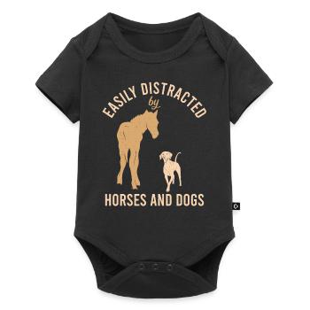 Easily Distracted By Horses And Dogs Horse Dog - Baby Premium short-sleeve bodysuit - black - Front