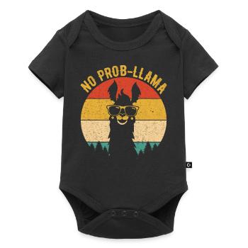 vintage no prob llama - Baby Premium Kurzarmbody - Schwarz - Vorne