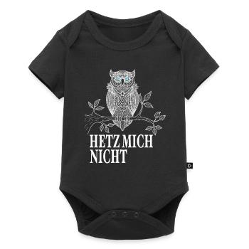 Eulen Geschenke - Hetz mich nicht Eule Spruch - Baby Premium Kurzarmbody - Schwarz - Vorne
