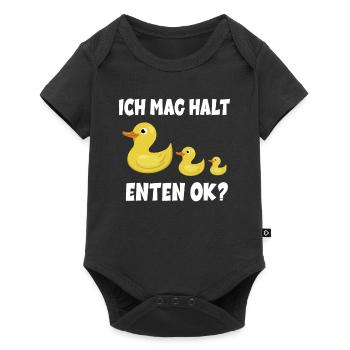 Ich mag halt Enten OK - Gelbe Ente Badeente - Baby Premium Kurzarmbody - Schwarz - Vorne