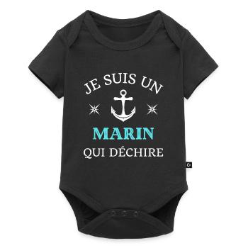 t shirt marin qui dechire humour bateau capitaine - Body à manches courtes Premium Bébé - noir - Devant