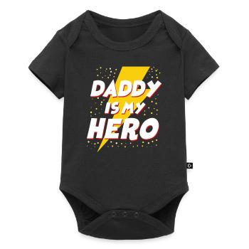 Dad To Be Daddy Is My Hero Super - Baby Premium Kurzarmbody - Schwarz - Vorne