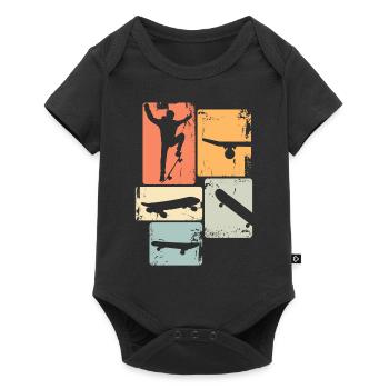 Skater Skateboard Stunt Skater Jungen - Baby Premium Kurzarmbody - Schwarz - Vorne