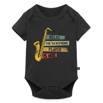 Saxophoniste Saxophoniste Musique de soufflage Saxophone - Body à manches courtes Premium Bébé - noir - Devant
