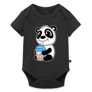 Bubble Tea Panda - Baby Premium Kurzarmbody - Schwarz - Vorne
