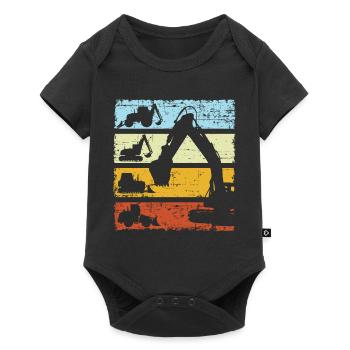 Bagger Baggerfahrer Baustelle Retro Bauarbeiter - Baby Premium Kurzarmbody - Schwarz - Vorne