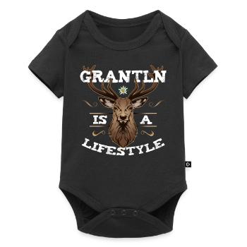 Grantler Grantln Lifestyle Hirsch Bayern Dialekt - Baby Premium Kurzarmbody - Schwarz - Vorne