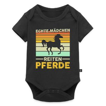 Reiterin Pferd Reiten Geschenk - Baby Premium Kurzarmbody - Schwarz - Vorne