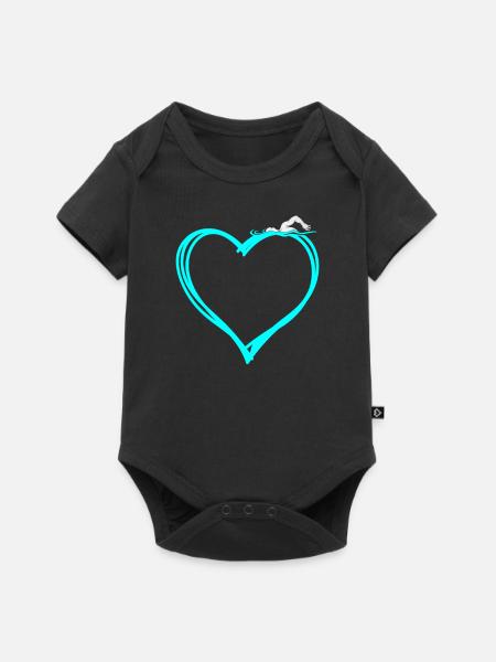 Swimming Swim Swimmer Heart - Baby Premium Kurzarmbody - Schwarz