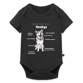 Anatomie eines Huskys süße Hunde lustiger Welpe - Baby Premium Kurzarmbody - Schwarz - Vorne