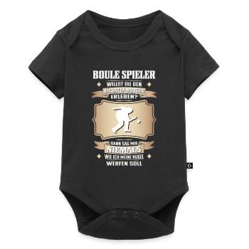 Lustiger Boccia Spieler, Boule Sport und Petanque - Baby Premium Kurzarmbody - Schwarz - Vorne