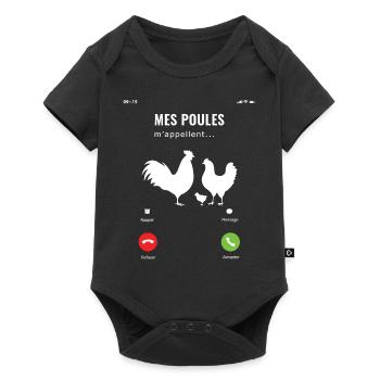 Mes poules m'appellent il faut que j'y aille - Body à manches courtes Premium Bébé - noir - Devant
