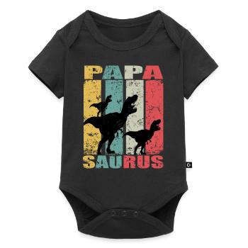 Papasaurus dinosaure Dino Jumeaux Papa Saurus - Body à manches courtes Premium Bébé - noir - Devant