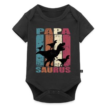Papa Saurus dinosaure Dino Jumeaux Papasaurus - Body à manches courtes Premium Bébé - noir - Devant