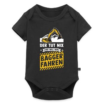Bagger - Baby Premium Kurzarmbody - Schwarz - Vorne