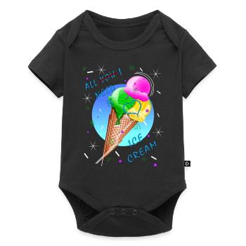 crème glacée crème glacée crème glacée crème glacée vanille - Body à manches courtes Premium Bébé - noir - Devant
