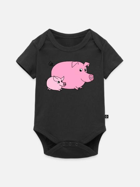 Schwein - Baby Premium Kurzarmbody - Schwarz