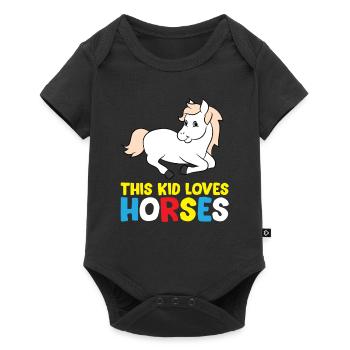 Drôles d’amoureux des chevaux Cet enfant aime les chevaux - Body à manches courtes Premium Bébé - noir - Devant
