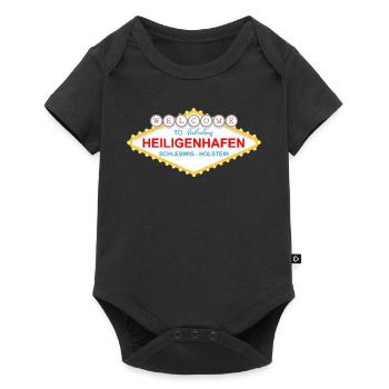Heiligenhafen Schild Souvenir - Baby Premium Kurzarmbody - Schwarz - Vorne