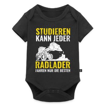 Radlader | Bauarbeiter Geschenke - Baby Premium Kurzarmbody - Schwarz - Vorne