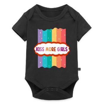 Kiss More Girls LGBT Flag Pride Rainbow - Baby Premium short-sleeve bodysuit - black - Front