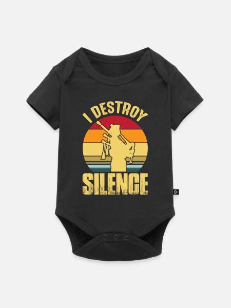 Dudelsack Destroy Silence Sackpfeife Retro - Baby Premium Kurzarmbody - Schwarz