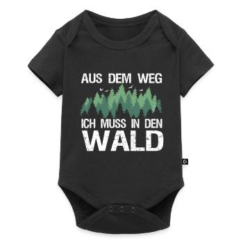 Aus dem Weg Ich muss in den Wald Forstwirt Spruch - Baby Premium Kurzarmbody - Schwarz - Vorne