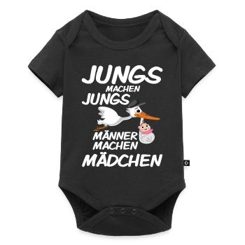 Jungs machen Jungs Männer machen Mädchen Geburt - Baby Premium Kurzarmbody - Schwarz - Vorne