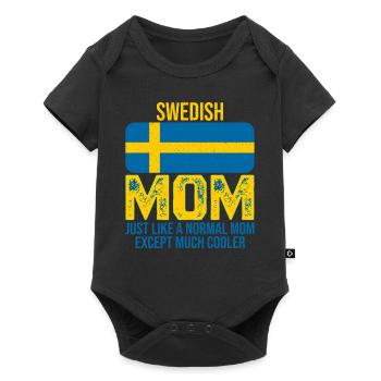 Swedish Mom drapeau suédois pour la fête des mères - Body à manches courtes Premium Bébé - noir - Devant