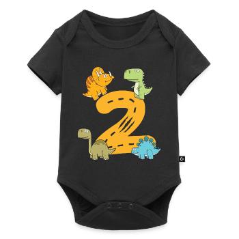 2 ans jeune dinosaure dino anniversaire - Body à manches courtes Premium Bébé - noir - Devant