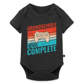 Grundschule Level Komplett - Kind Gamer Schule - Baby Premium Kurzarmbody - Schwarz - Vorne