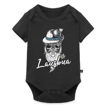 Lausbua Bayern Tracht Totenkopf cool - Baby Premium Kurzarmbody - Schwarz - Vorne