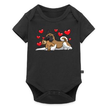 American Akita avec animal en peluche - Body à manches courtes Premium Bébé - noir - Devant