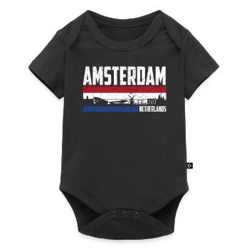 Amsterdam Skyline Heimatstadt Niederlande - Body à manches courtes Premium Bébé - noir - Devant