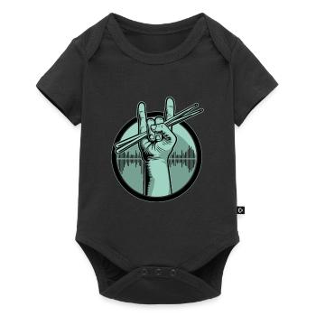 Schlagzeug Drumsticks - Baby Premium Kurzarmbody - Schwarz - Vorne