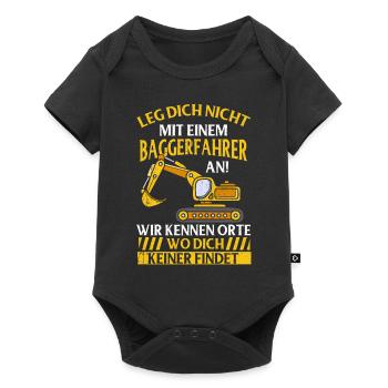 Baggerfahrer Kinder Bagger Straßenbau Tiefbau - Baby Premium Kurzarmbody - Schwarz - Vorne