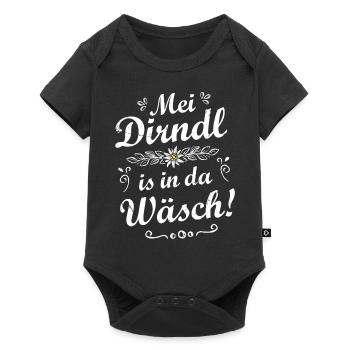 Damen Trachtenshirt Kinder Mei Dirndl Sprüche - Baby Premium Kurzarmbody - Schwarz - Vorne