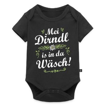 Mei Dirndl is in da Wäsch - Baby Premium Kurzarmbody - Schwarz - Vorne