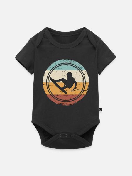 Retro Vintage Wakeboard Wakeboarder Wakeboarding - Baby Premium Kurzarmbody - Schwarz