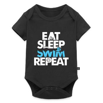 Schwimmen schlafen essen - Baby Premium Kurzarmbody - Schwarz - Vorne