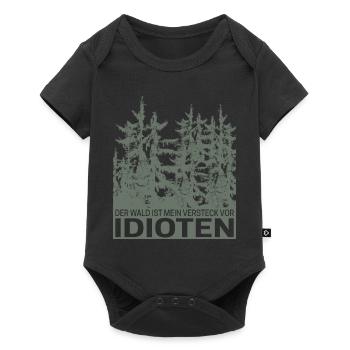 Der Wald ist Mein Versteck vor Idioten Spruch - Baby Premium Kurzarmbody - Schwarz - Vorne