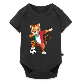 Tupfen Fußball Tiger Italien - Baby Premium Kurzarmbody - Schwarz - Vorne
