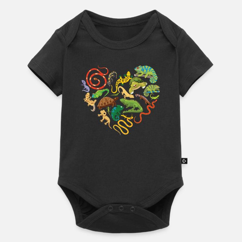 Reptile Heart Snake Lizard - Body à manches courtes Premium Bébé - noir