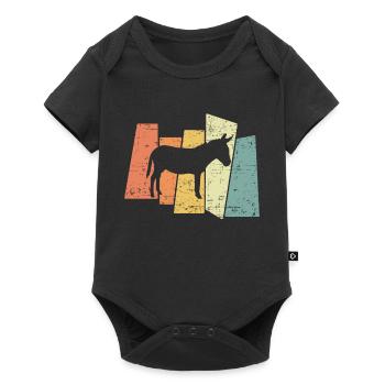 Retro Esel - Baby Premium Kurzarmbody - Schwarz - Vorne