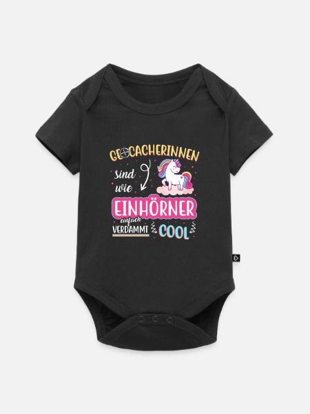Geocacher Geocaching Hobby Einhorn Spruch Geschenk - Baby Premium Kurzarmbody - Schwarz