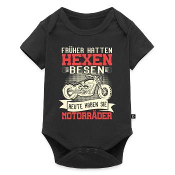 Bikerin Geschenk Früher Hatten Hexen Besen Bike - Baby Premium Kurzarmbody - Schwarz - Vorne