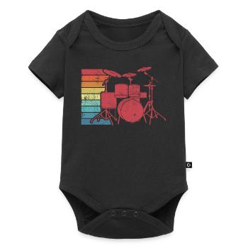 Schlagzeug Schlagzeuger Retro - Baby Premium Kurzarmbody - Schwarz - Vorne