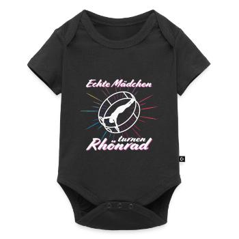 Echte Mädchen turnen Rhönrad - Baby Premium Kurzarmbody - Schwarz - Vorne